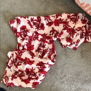 Red Floral Romper